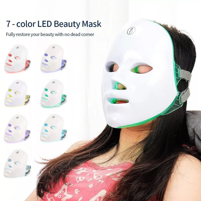 7-Color LED Photon Face Mask for Skin & Neck Rejuvenation