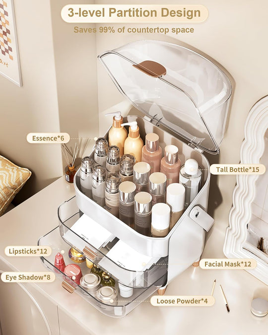 Makeup Organizer with Skincare Holder Acrylic Cosmetic Storage