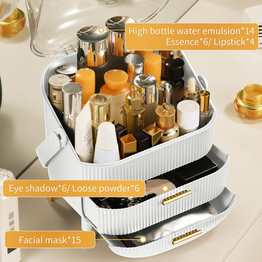 Makeup &amp; Skincare Organizer with 2 Drawers &amp; Clear Cover