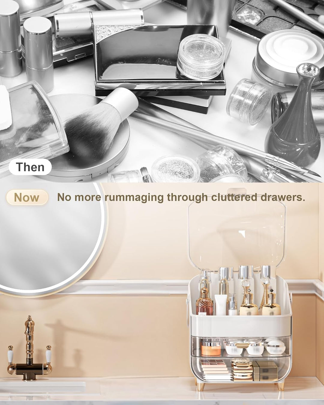 Makeup Organizer with Skincare Holder Acrylic Cosmetic Storage