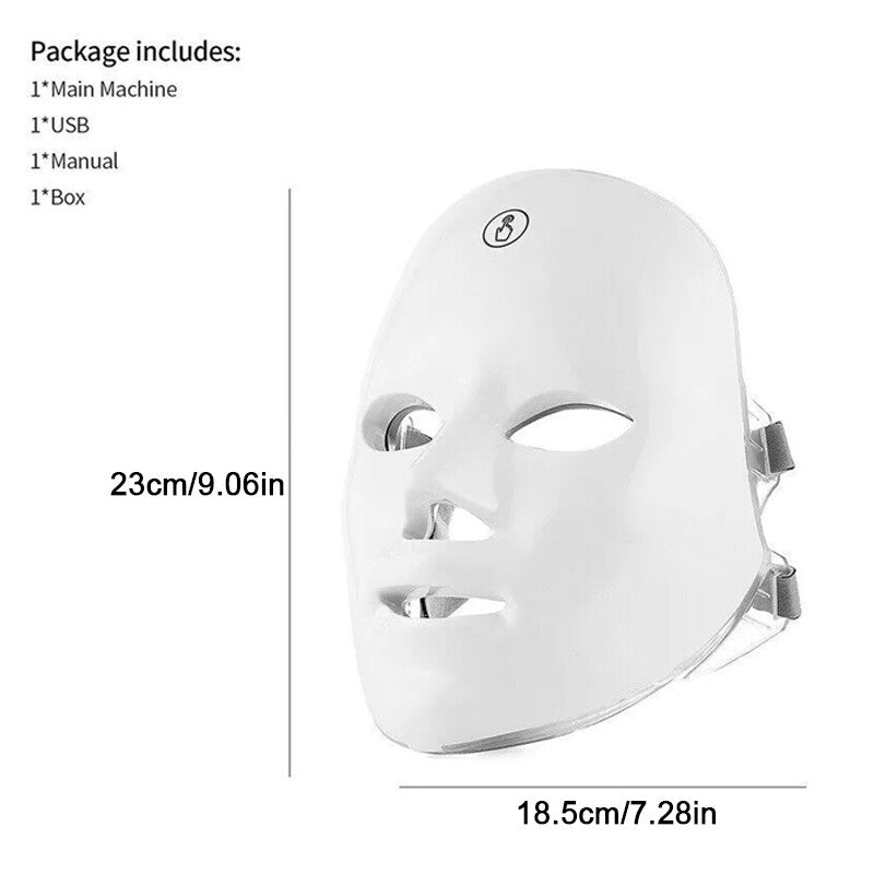 7-Color LED Photon Face Mask for Skin &amp; Neck Rejuvenation
